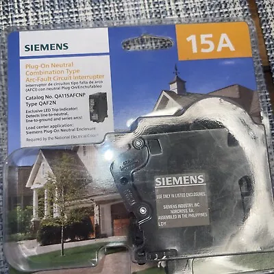 Buy Siemens 15 Amp Combination AFCI Plug-On Neutral Circuit Breaker QA115AFCNP -New! • 29.99$