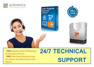 Buy PC America Cash Register Express/ Restaurant Pro Express 24/7 Technical Support • 0.99$