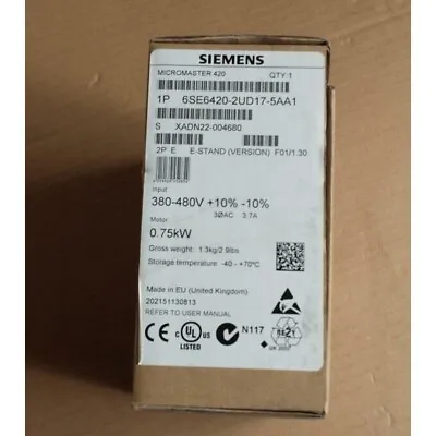 Buy New Siemens 6SE6420-2UD17-5AA1 6SE6 420-2UD17-5AA1 MICROMASTER420 Without Filter • 299.43$