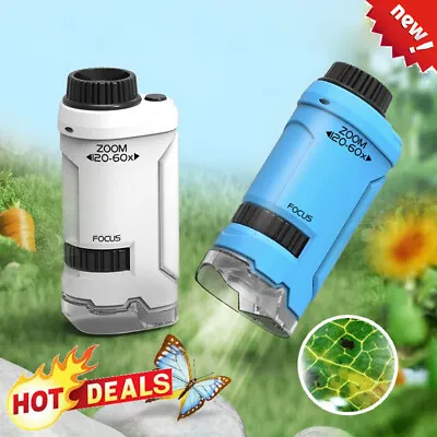 Buy Children Pocket Microscope LED Lighted 60X-120X Handheld Magnification Lens Hot • 4.27$