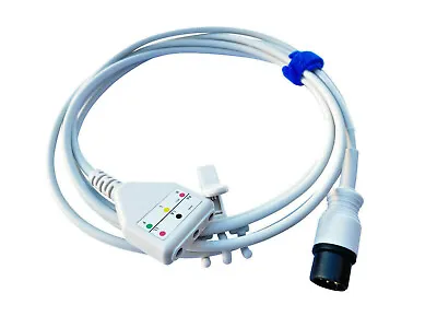 Buy EKG ECG Trunk Cable 3 Lead For Patient Monitors 6 Pin AHA WARRANTY Reusable 7ft • 43.99$