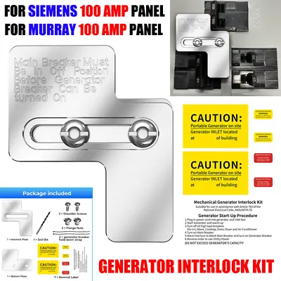 Buy Generator Interlock Kit Aluminum For Siemens & Murray 100 Amp Panels • 42.99$