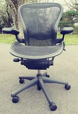 Buy Herman Miller Aeron Classic Office Desk Chair Size B Lumbar Adjustable • 415$