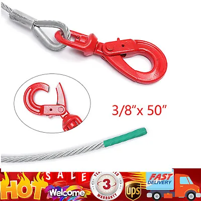Buy Winch Cable 3/8x50in 3/8x100inch Self Locking Swivel Hook Tow Flatbed Truck Lift • 18.20$
