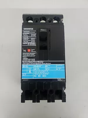Buy Siemens ED43B100 100 Amp 3 Pole 480 Volt Molded Case Circuit Breaker W# • 229.99$