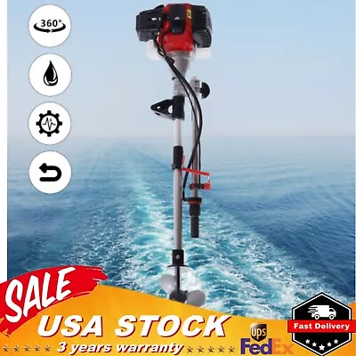 Buy 2-Stroke 2.3 HP Outboard Motor Kayak Boat Engine Air Cooling System Long Shaft • 144.07$