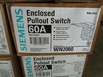 Buy Case Of 6 Siemens Wn2060 60a Rainproof Pull Out Switch  *new* Enclosed • 81.23$
