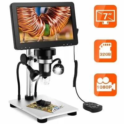 Buy TOMLOV 7 In Lcd Digital Microscope 1080p Video 1200X Magnifier Coin Pcb Repair • 79.99$