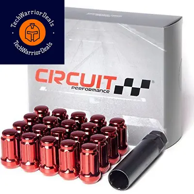 Buy Circuit Performance Spline Drive Tuner Acorn Lug Nuts Red 12x1.5 Forged  • 39.76$