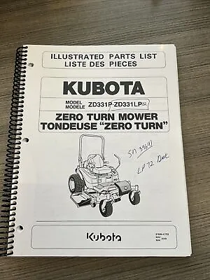 Buy Kubota ZD331P ZD331LP Zero Turn Mower Assembly Manual & Illustrated Parts List • 27$