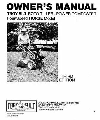 Buy Roto Tiller-Power Composter Owners Operators Maint Manual  1980's Troy Bilt 218 • 27$