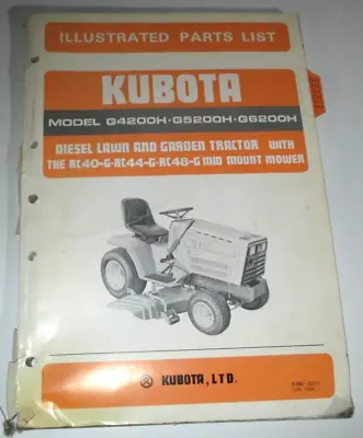 Buy Kubota G6200H G5200H G4200H Tractor & Mowers Parts Catalog Manual Book ORIGINAL! • 29.99$