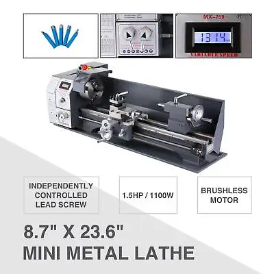 Buy Upgraded 8.7 X 23.6  Mini Metal Lathe 5 Tools 1100W Metal Gear Digital Display • 1,219.99$