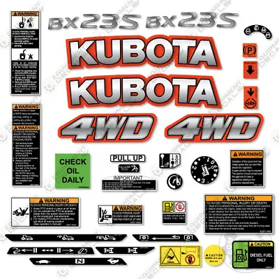 Buy Fits Kubota BX23S Decal Kit Tractor - 7 YEAR OUTDOOR 3M VINYL! • 89.95$