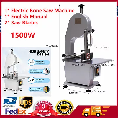 Buy 1500W Commercial Electric Meat Bone Saw Machine Frozen Meat Cutting Band Cutter • 381.90$