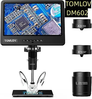 Buy TOMLOV DM602 10.1  Screen,Soldering Microscope Triple Len Coin Microscope 64GB • 186.94$
