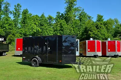Buy NEW 6x12 6 X 12 V-Nose Enclosed Cargo Trailer W/ RAMP & BLACK OUT PACKAGE • 4,195$