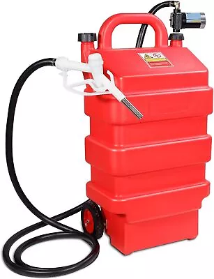Buy 16 Gallon (60 Liter) Portable Fuel Tank With 12V Electric Transfer Pump 3.7GPM • 129$