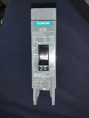 Buy Siemens BQD120 Circuit Breaker 1 Pole= 20A 50/60Hz 14 KA 277V Type BQD Grey • 40$