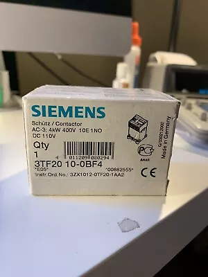 Buy Siemens Contactor. 3TF20-10OBF4. 110VDc • 49$