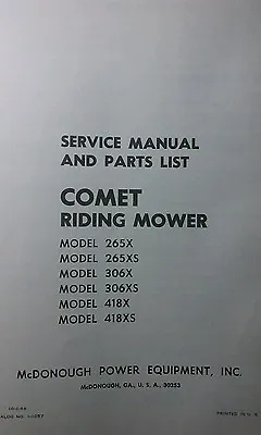 Buy Snapper Comet Riding Lawn Mower Tractor Owner, Service & Parts Manual 8pg 1966 • 29.95$