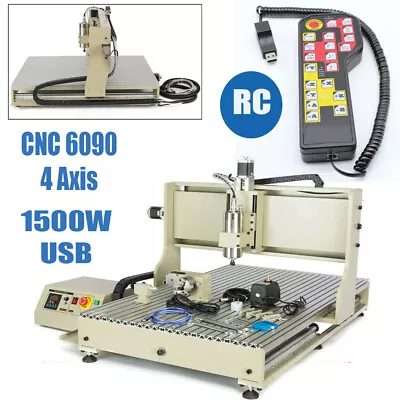 Buy 1.5KW 6090 CNC Router Engraver USB 4 Axis Metal 3D Engraving Machine + Handwheel • 1,890.51$