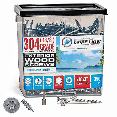 Buy Eagle Claw Stainless Steel Wood Screws Star Drive Flat Head Various Sizes • 49.95$