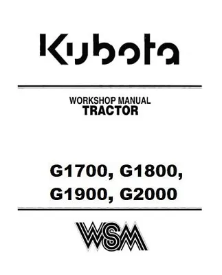 Buy Tractor Shop Service Manual Fits Kubota G2000 G1700 G1800 G1900 Lawn Garden • 13.97$
