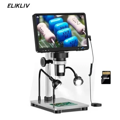 Buy Elikliv USB Digital Microscope 1200X 7  LCD 1080p HD Camera 32GB PCB Soldering • 89.99$