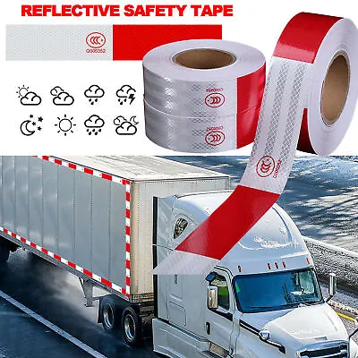 Buy Reflective Trailer Safety Tape Conspicuity Tape Warning Sign Car Truck Red White • 10.99$