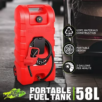 Buy 58L Portable Fuel Tank Container W/ Wheels For Gasoline Diesel Light Oil Red • 129.99$