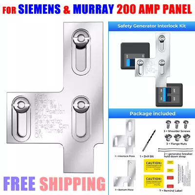 Buy Aluminum Generator Interlock Kit For Siemens 200 Amp & Murray 200 Amp Panels • 31.99$