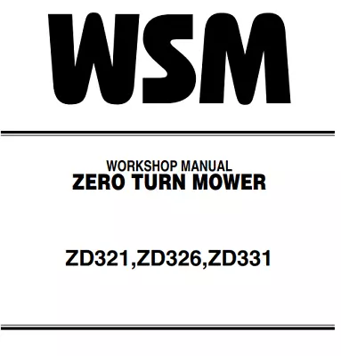 Buy Kubota Zd321 Zd326 Zd331  Zero Turn Mower Worshop Manual FULL COLOR • 49.99$
