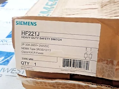 Buy New Siemens HF221J Fusible Disconnect 2P 30 Amp 240V NEMA 3R / 12 Dust Tight • 125$