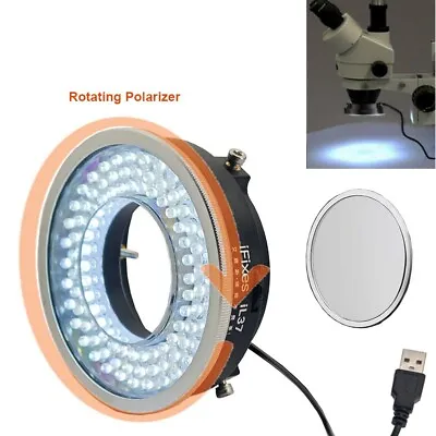 Buy 96 Bulbs Illuminator Polarizing Polarizer LED Ring Light For Microscope Camera • 44.95$