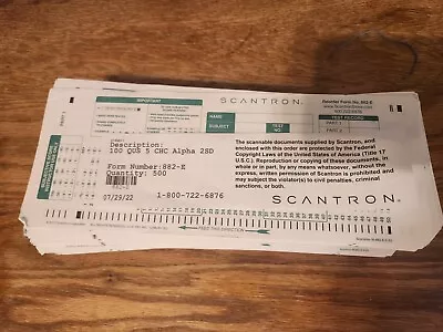 Buy Official Scantron 4  Question 500 Quanitity Block Brand New 100 Questions 882-E • 49.95$