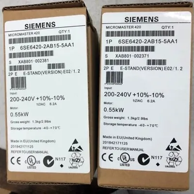 Buy New Siemens MICROMASTER420 Without Filter 6SE6420-2AB15-5AA1 6SE6 420-2AB15-5AA1 • 389.54$