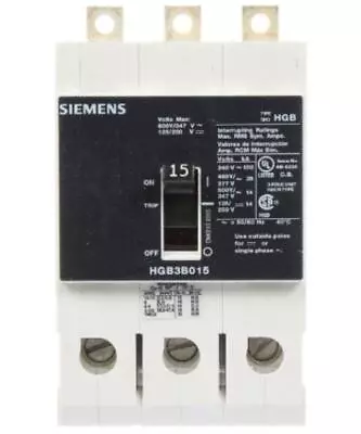 Buy HGB3B015B - Siemens 15 Amp 3 Pole 600 Volt Bolt-On Molded Case Circuit Breaker • 333.29$