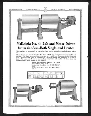 Buy L.G. McKnight & Sons Co. C1930's 44 Double Drum Sander Machine Product Sheet • 16.99$