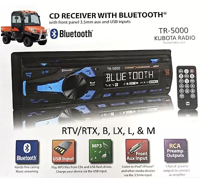 Buy Plug & Play Kubota Bluetooth Radio CD AM FM RTV LX B2650 LX2610 RTX 1100 KX + • 125$