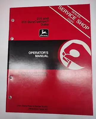 Buy John Deere 215 And 215 DuraCushion Disk Operator's Manual NOS • 13.99$