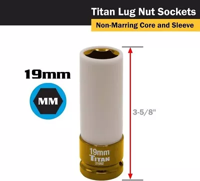 Buy Titan Tools 21092 19mm 1/2  Drive Non-Marring Deep Lug Nut Socket • 11.99$