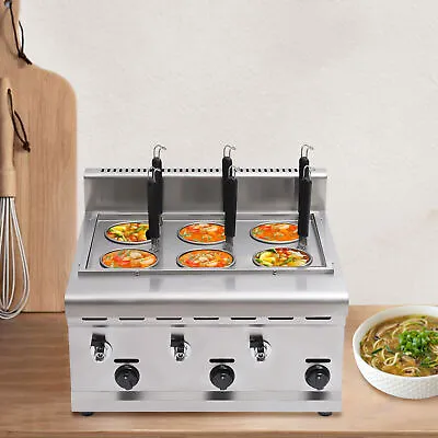 Buy 6 Holes Desktop Commercial Noodle Pasta Ramen LPG Propane Gas Cooker W/2 Tanks] • 346.75$