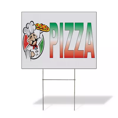 Buy Weatherproof Yard Sign Pizza Green Red Food Bar Restaurant Truck Lawn Garden • 45.99$