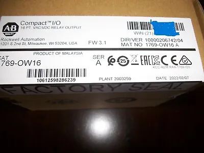 Buy Allen Bradley 1769-OW16 / A Compact I/O Relay Output. Factory Sealed • 190.42$