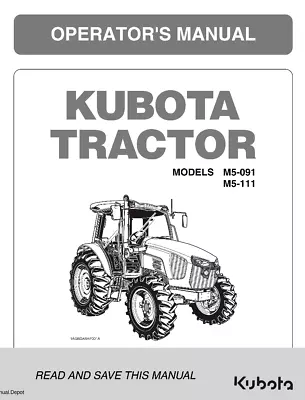 Buy Kubota Tractor M5-091 M5-111 Operators Manual Reprint Comb Bound 2015 • 25.14$