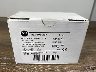 Buy New Allen Bradley 1489-A3C030 Series A Circuit Breaker 3 Pole 3A 277VAC • 45.99$