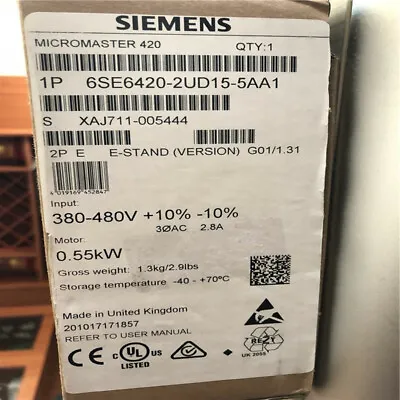 Buy New Siemens 6SE6 420-2UD15-5AA1 6SE6420-2UD15-5AA1 MICROMASTER420 Without Filter • 300.99$