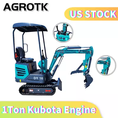 Buy AGROTK 1 Ton B&S Kubota Engine Mini Excavator Rubber Track Backhoe Excavator • 10,699$