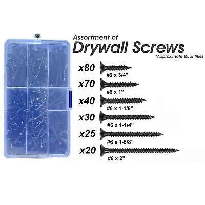 Buy FASTENPOWER #6 Bugle-Head Coarse Thread Drywall Screws Assortment Kit, 6 Sizes • 17.99$